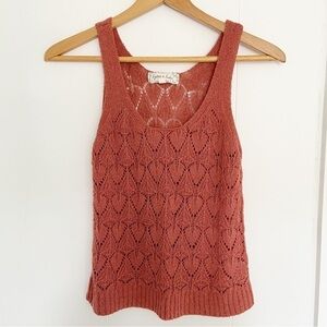Gypsy & Jade‎ rust crochet knit tank sweater small